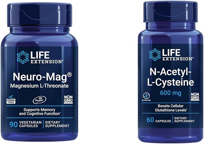 Life Extension Neuro-Mag Magnesium L-Threonate, Brain Health, Memory & Attention, Gluten Free, Vegetarian, Non-Gmo