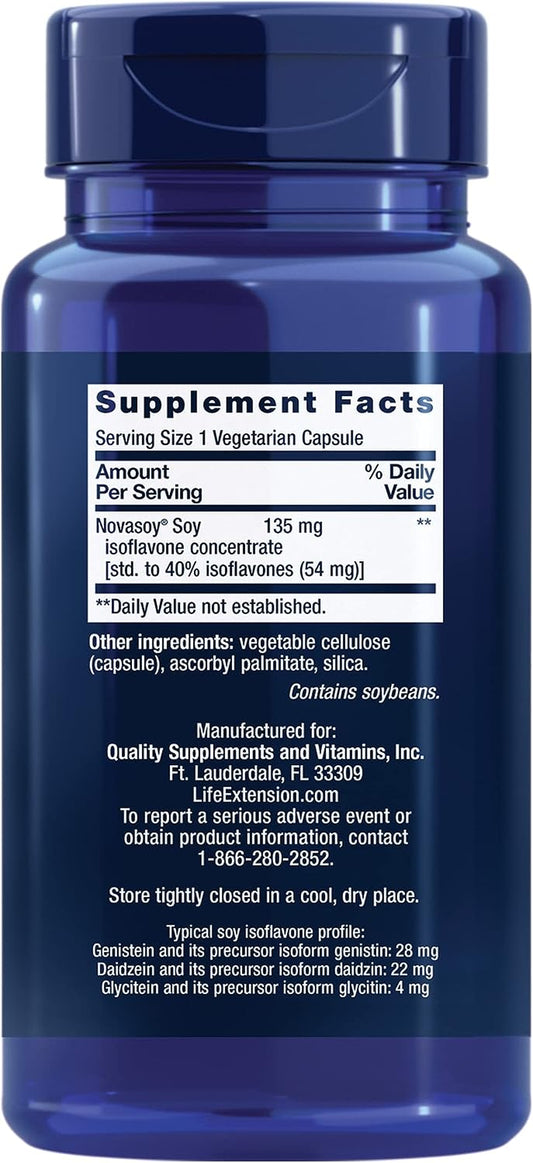 Life Extension Soy Isoflavones – Isoflavone Concentrate Supplement - Supports Bone, Heart and Hormone Health – Gluten Free, Non-Gmo – 30 Vegetarian Capsules