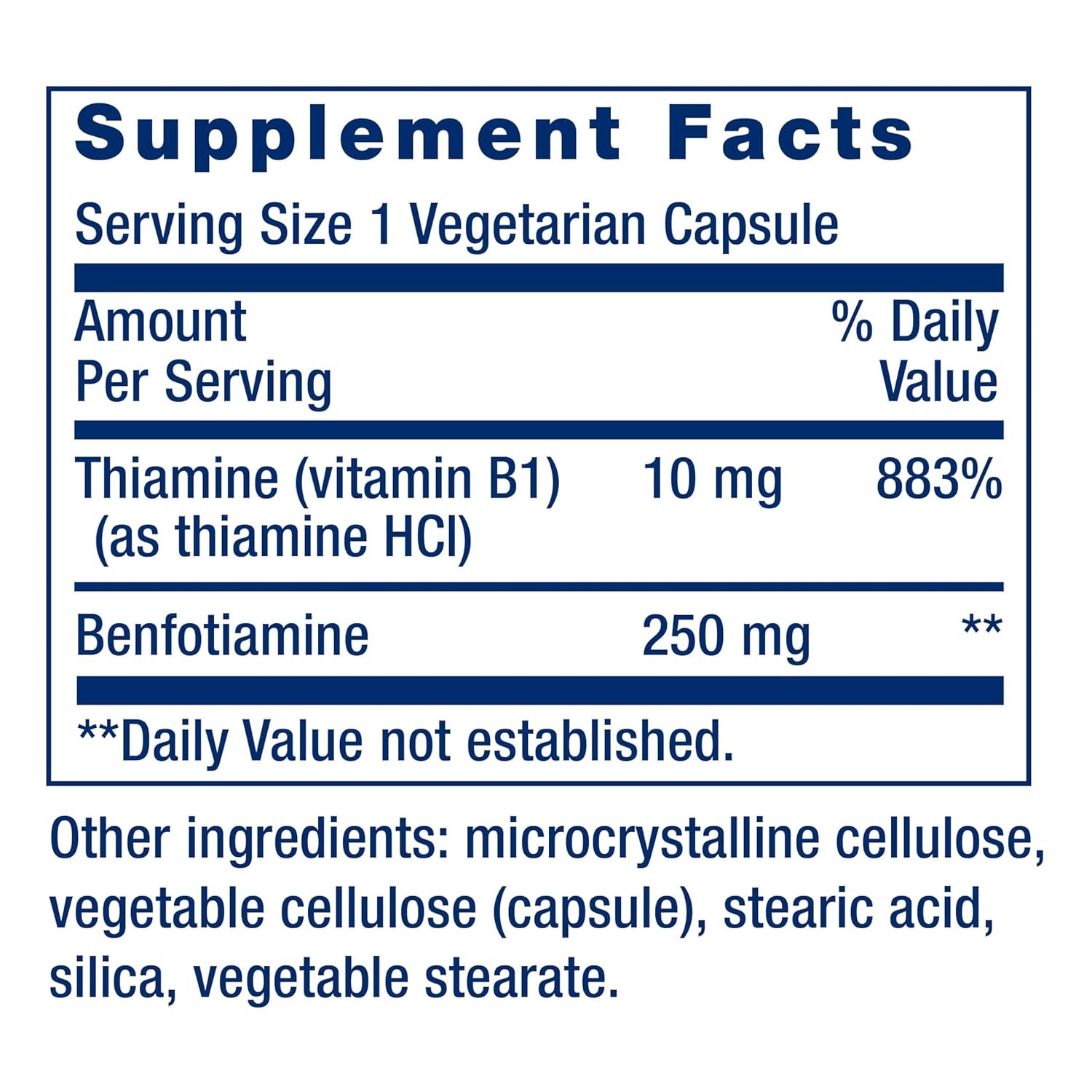 Life Extension Mega Benfotiamine, 250 Mg, a Fat-Soluble Form of Thiamine,Ultra-Bioavailable Vitamin B1, High Potency, Gluten-Free, Non-Gmo, Vegetarian, 120 Capsules