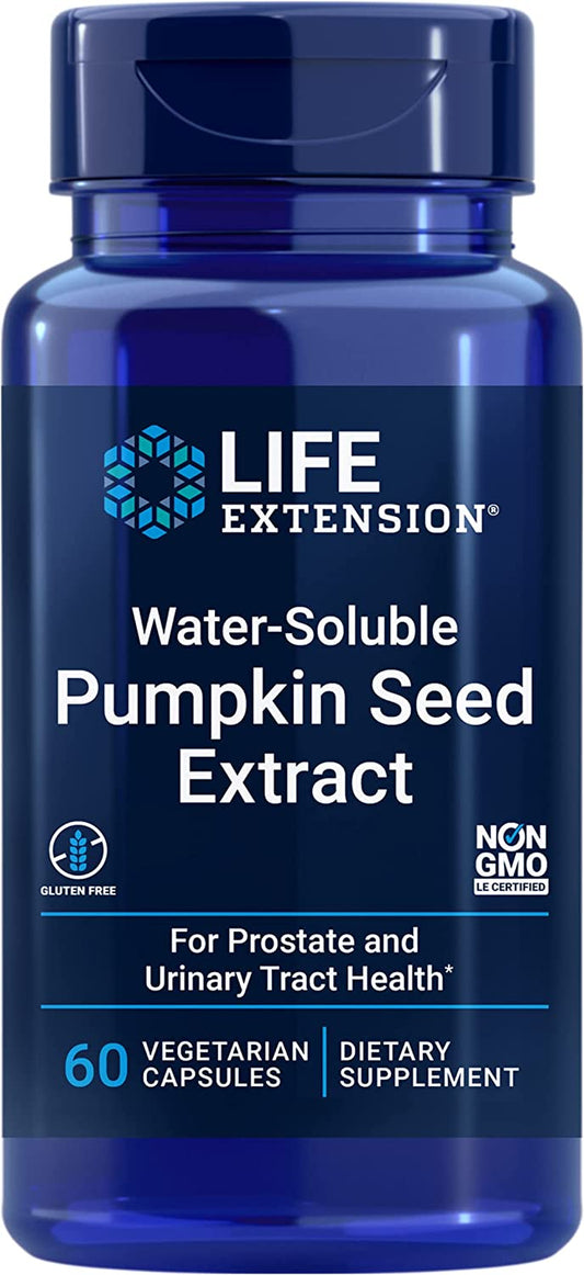 Life Extension Water Soluble Pumpkin Seed Extract - Supplement for Bladder and Urinary Health - Non-Gmo, Gluten-Free, Vegetarian - 60 Capsules