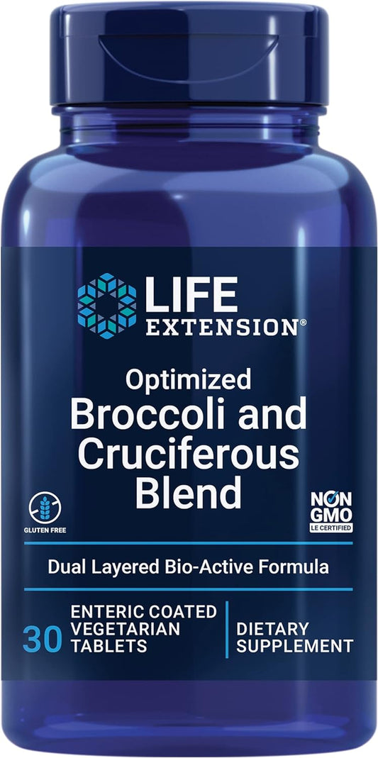 Life Extension Optimized Broccoli & Cruciferous Blend – Broccoli Seed, Rosemary, Cabbage Extract Green Vegetable Food Supplement - Gluten-Free, Non-Gmo, Vegetarian – 30 Tablets