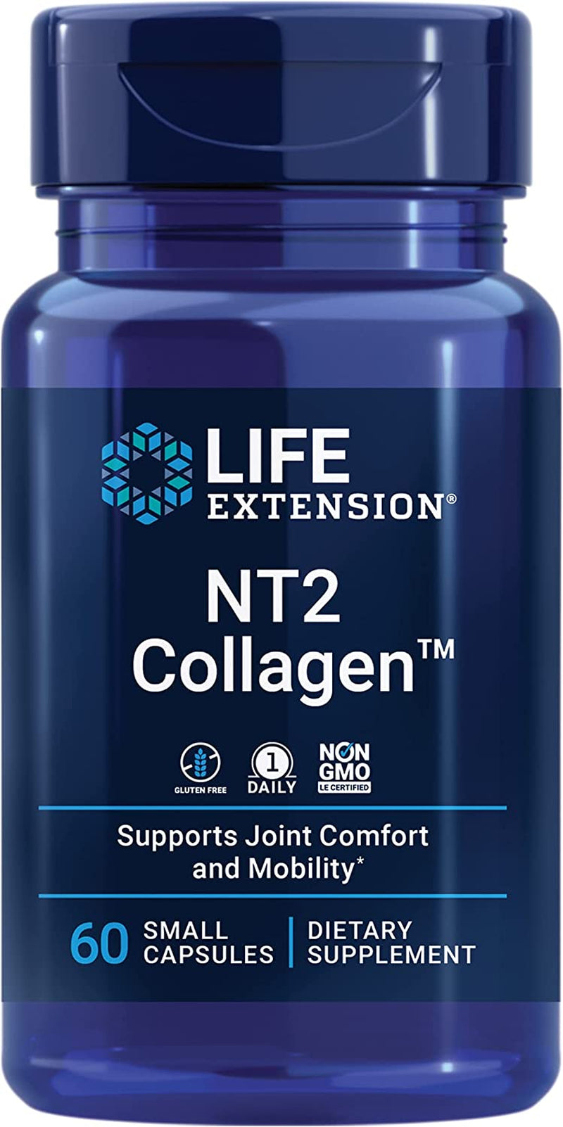 Life Extension NT2 Collagen - Undenatured Type II Collagen Supplement to Support Joint Mobility – Type 2 Collagen for Joints Cartilage Health - Non-Gmo, Gluten-Free, Once-Daily - 60 Small Capsules