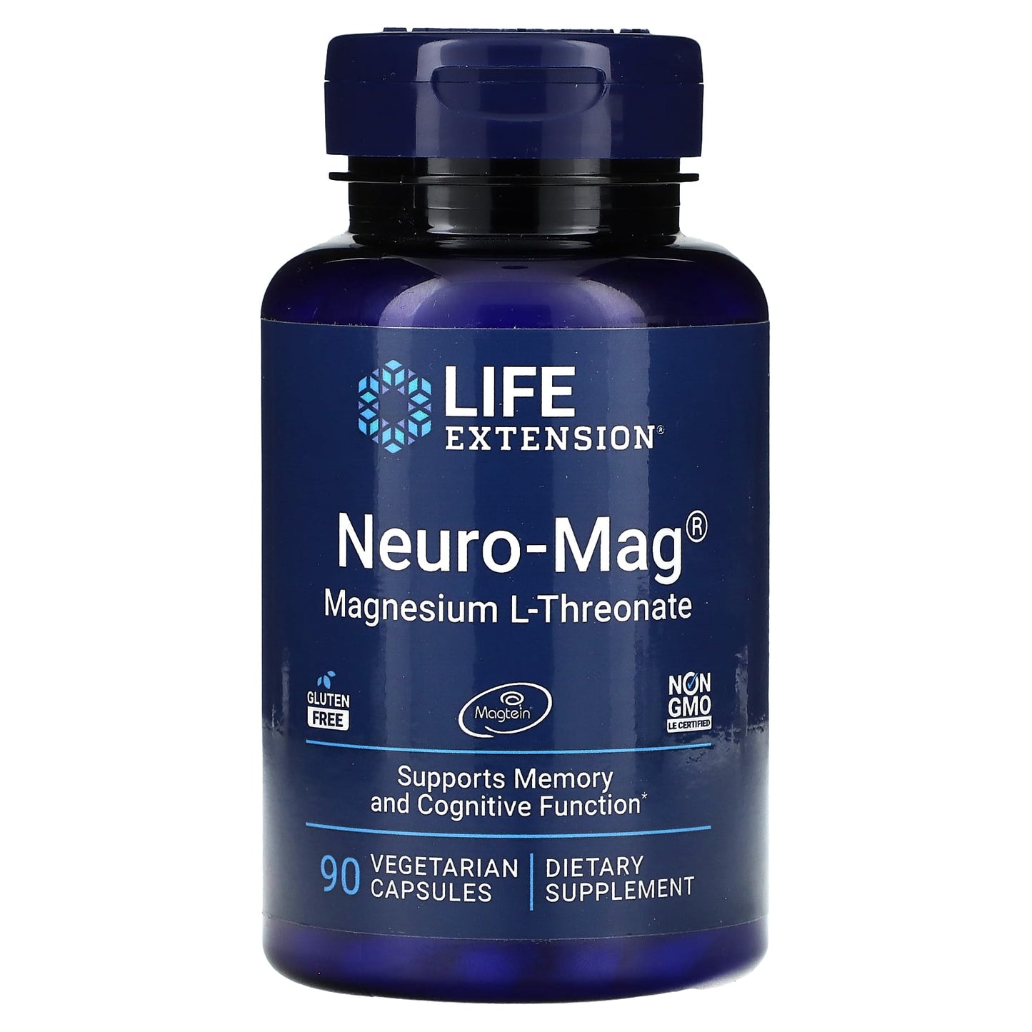 Life Extension Neuro-Mag Magnesium L-Threonate, Brain Health, Memory & Attention, Gluten Free, Vegetarian, Non-Gmo