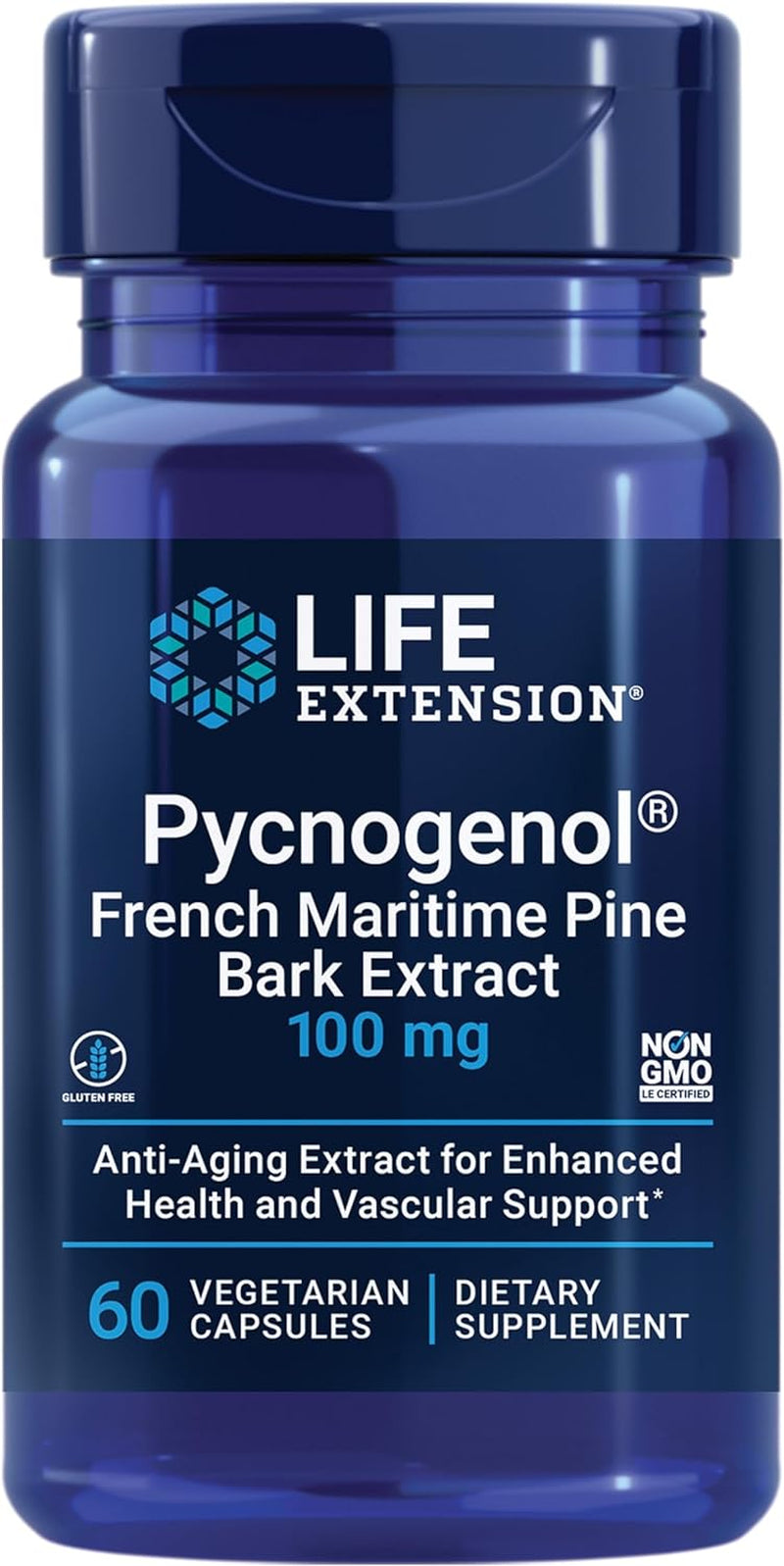 Life Extension Pycnogenol – French Maritime Pine Bark Extract – Scientifically Studied Healthy Aging & Vascular Health Supplement – Non-Gmo, Gluten-Free, Vegetarian – 60 Capsules