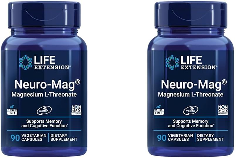 Life Extension Neuro-Mag Magnesium L-Threonate, Brain Health, Memory & Attention, Gluten Free, Vegetarian, Non-Gmo