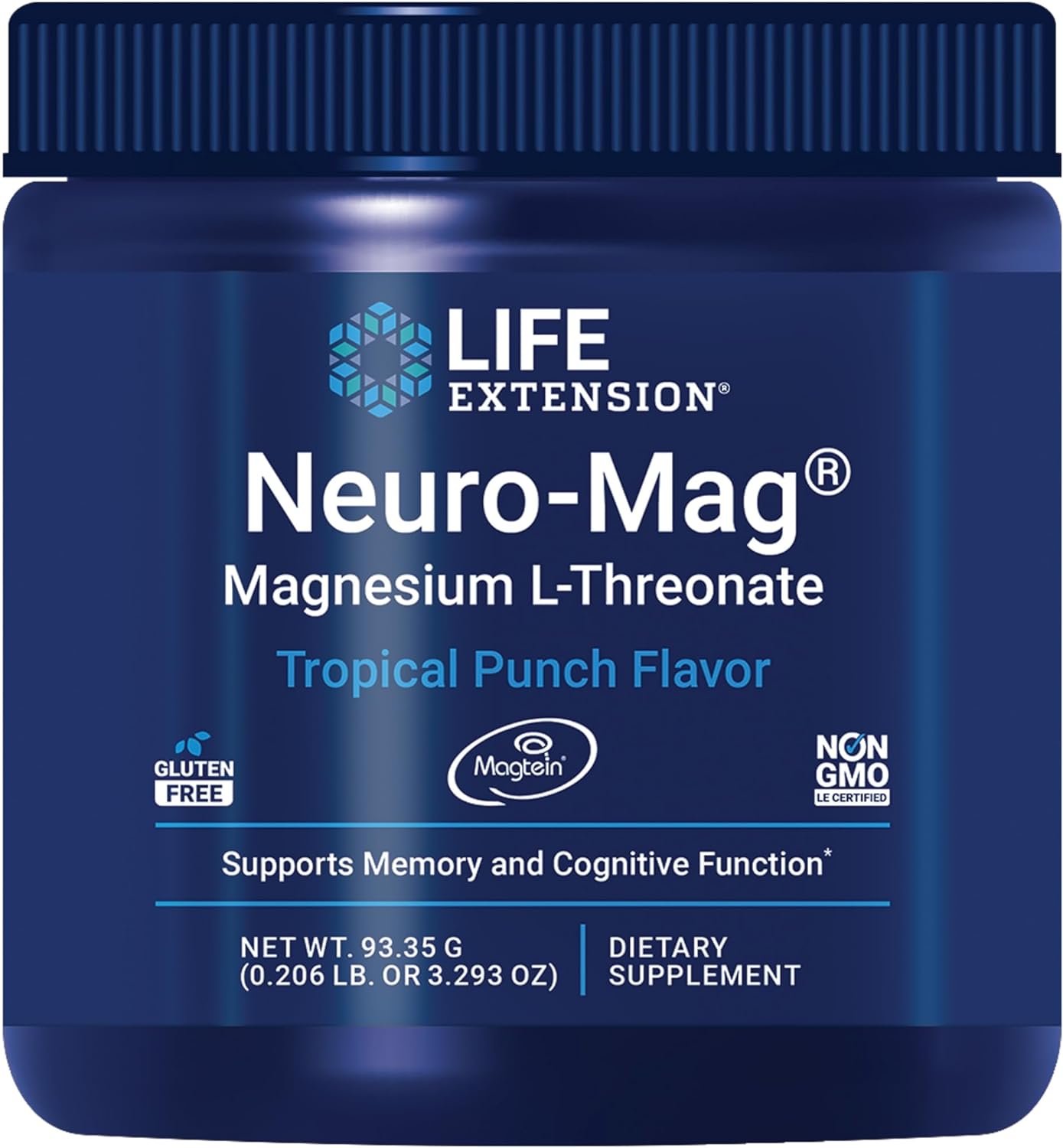 Life Extension Neuro-Mag Magnesium L-Threonate, Brain Health, Memory & Attention, Gluten Free, Vegetarian, Non-Gmo