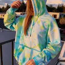 Streetwear Womens Hooded Sweatshirts Oversized Tie Dye Printed Pullover Casual Winter Long Sleeve Blouse Korean O-Neck Sudaderas