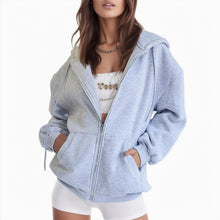 Fashion Gray Zip Up Sweatshirt Vintage Hoodies Womens Casual Solid Long Sleeve Zipper Hooded Coat Pocket Sweatshirt Top зип худи