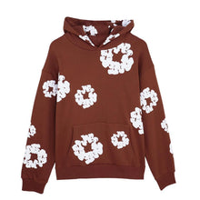 Foam Flower Printed Sweatshirt Unisex Hooded Kangaroo Pocket Pullover Trendy Loose Casual Hip-Hop Streetwear Hoodies Men Women