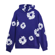 Foam Flower Printed Sweatshirt Unisex Hooded Kangaroo Pocket Pullover Trendy Loose Casual Hip-Hop Streetwear Hoodies Men Women