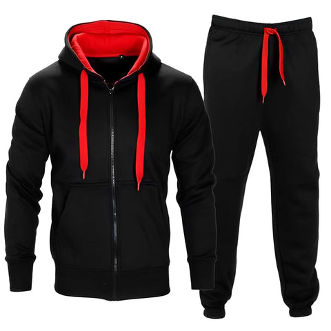 2024 Men's Tracksuit Patchwork Sports Casual Zipper Hooded Jackets+Trousers Suits Sport Casual Sweatshirts+Sweatpants Pant Sets