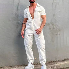 Men'S Casual Jumpsuit Zip Up Sports Trousers Belt Overalls Jumpsuit Summer Suit Soild Clothing For Men Loose Streetwear Hombre