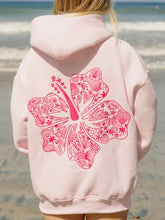 Preppy Embroidery Hibiscus Print Hoodies for Teen Girls Women Long Sleeve Oversized Graphic Pullover Sweatshirt Top Y2K Cute