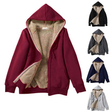 Women Fleece Lined Warm Oversized Sweatshirt For 2024 Fall Winter Casual Thermal Hoodies Drawstring Zip Up Hooded Jackets