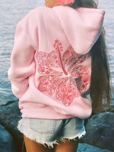 Preppy Embroidery Hibiscus Print Hoodies for Teen Girls Women Long Sleeve Oversized Graphic Pullover Sweatshirt Top Y2K Cute