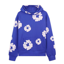 Foam Flower Printed Sweatshirt Unisex Hooded Kangaroo Pocket Pullover Trendy Loose Casual Hip-Hop Streetwear Hoodies Men Women