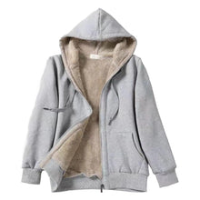 Women Fleece Lined Warm Oversized Sweatshirt For 2024 Fall Winter Casual Thermal Hoodies Drawstring Zip Up Hooded Jackets