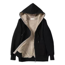 Women Fleece Lined Warm Oversized Sweatshirt For 2024 Fall Winter Casual Thermal Hoodies Drawstring Zip Up Hooded Jackets