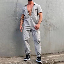 Men'S Casual Jumpsuit Zip Up Sports Trousers Belt Overalls Jumpsuit Summer Suit Soild Clothing For Men Loose Streetwear Hombre