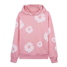 Foam Flower Printed Sweatshirt Unisex Hooded Kangaroo Pocket Pullover Trendy Loose Casual Hip-Hop Streetwear Hoodies Men Women